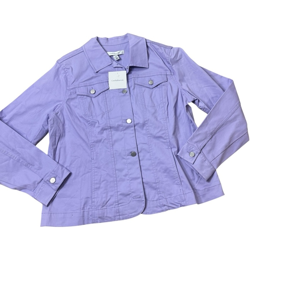croft & barrow | Lavender Cotton-Blend Stretch Jean Jacket Pastel New With Tags - Picture 3 of 11